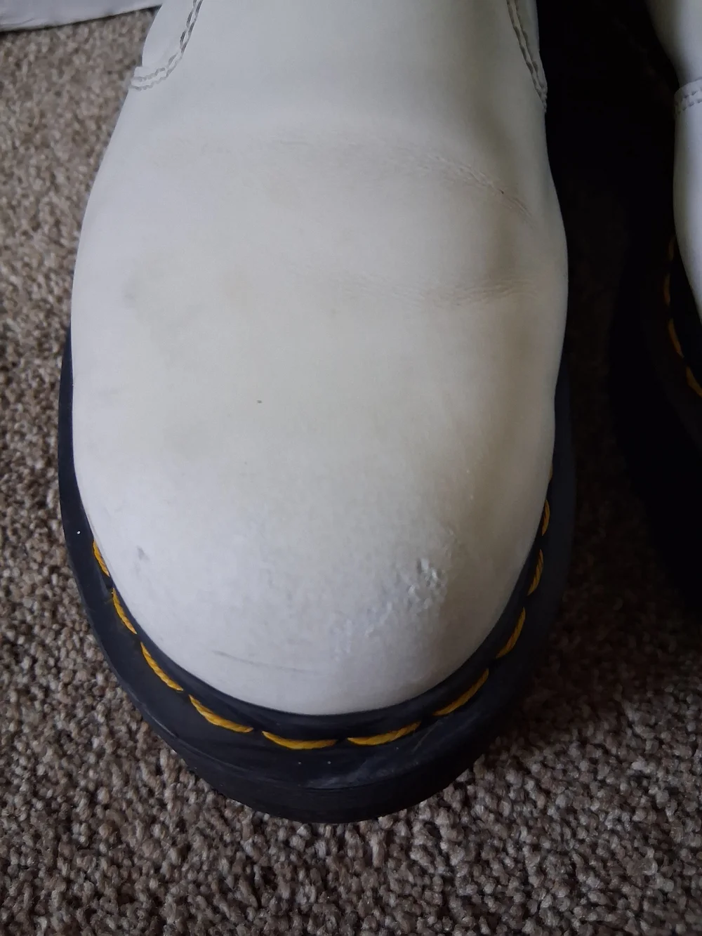 Dr. Martens 2976 Quad Platform Chelsea Boots White Leather Sz US Men 8 / Women 9
